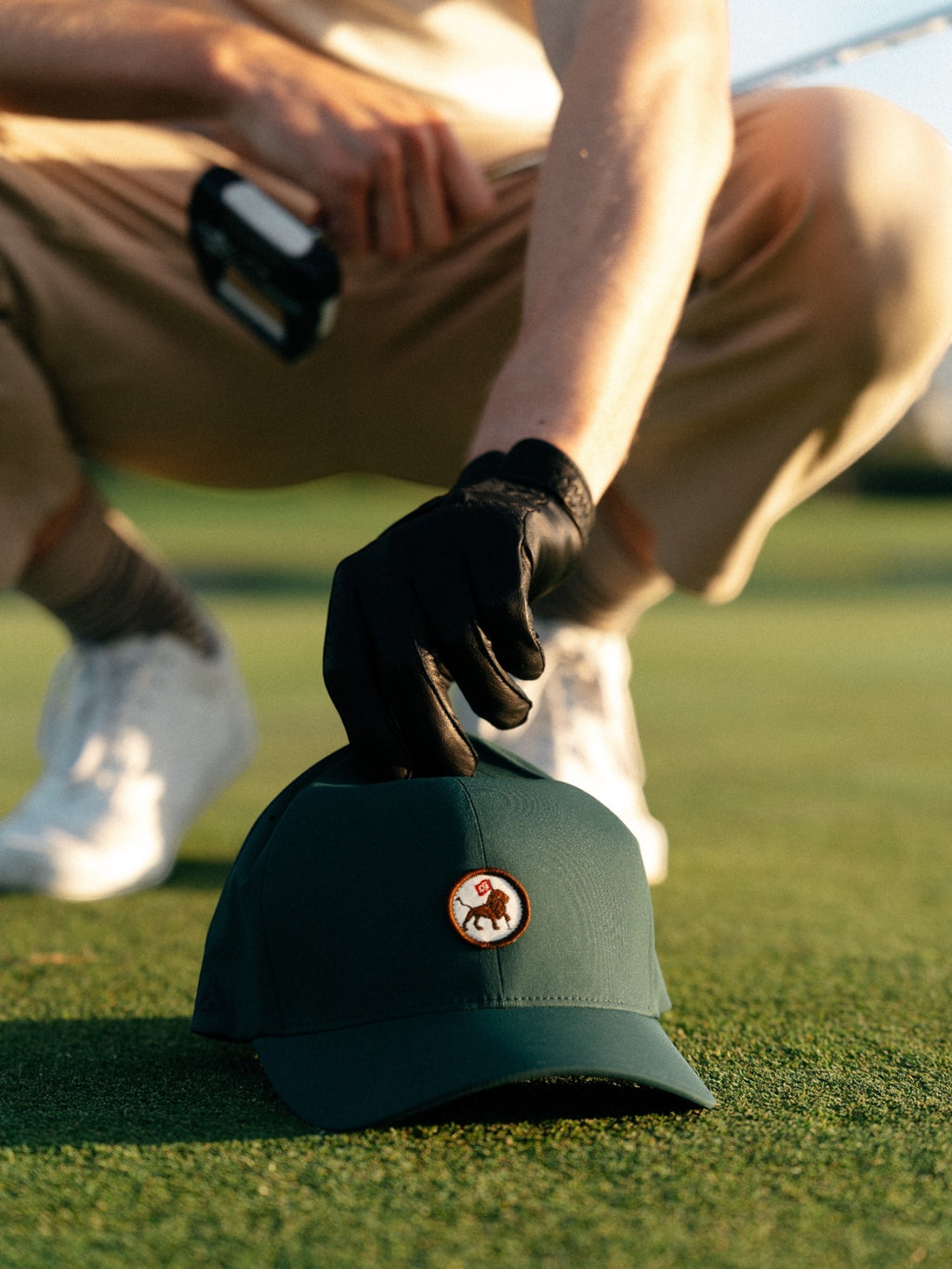 Woven Lion Adjustable cap in green, view 7 #color_Green