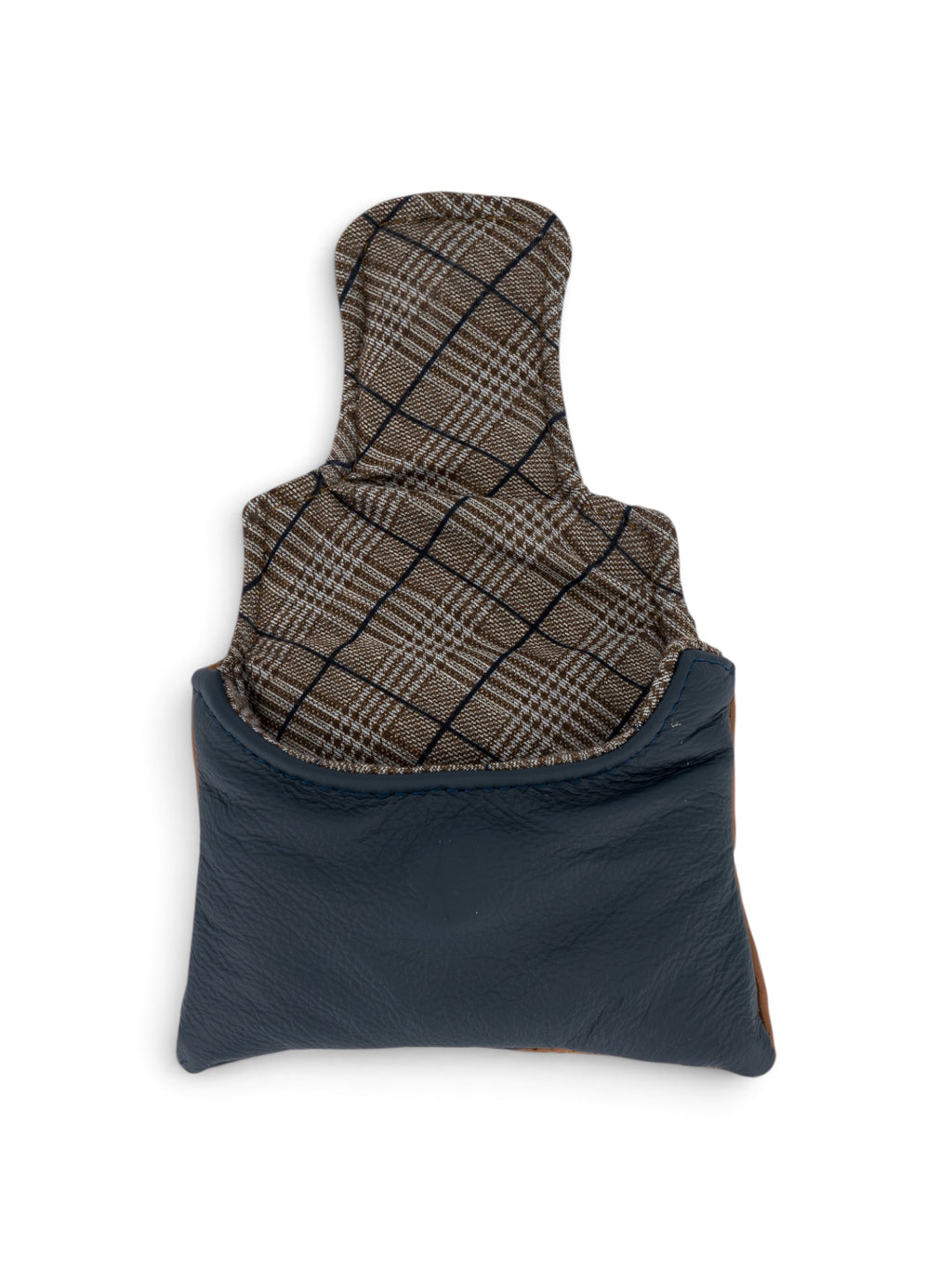 Mallet Putter Cover in navy & tan #color_Navy & Tan