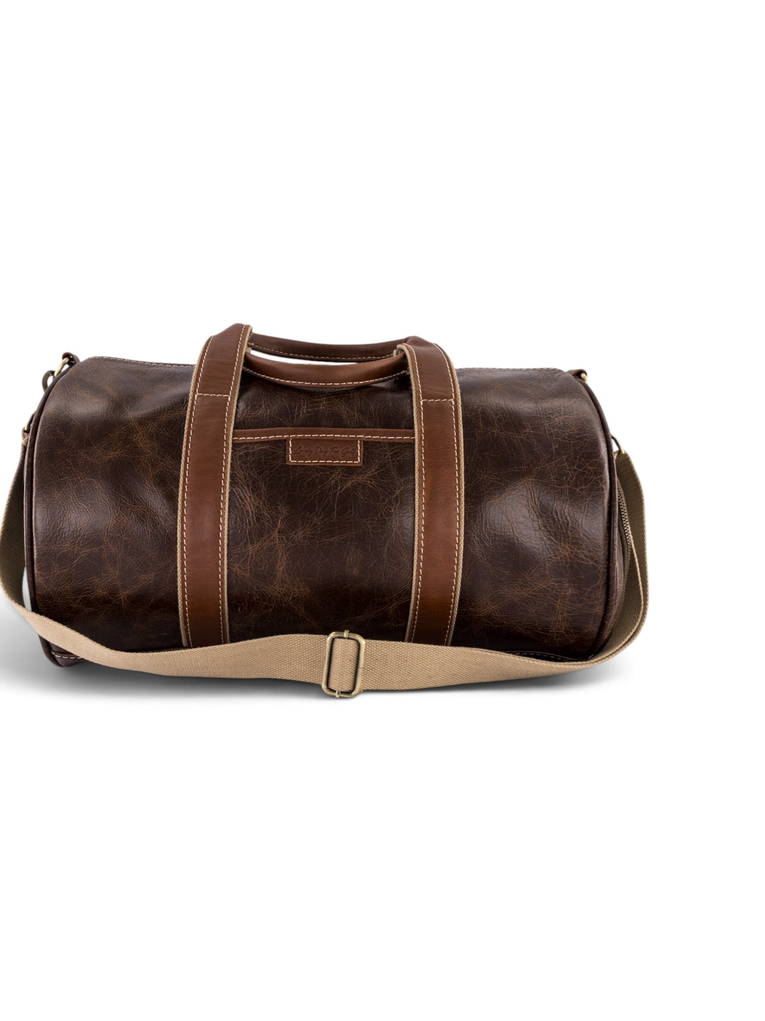 Golf Duffle in two tone brown & cream, view 2 #color_Two Tone Brown & Cream