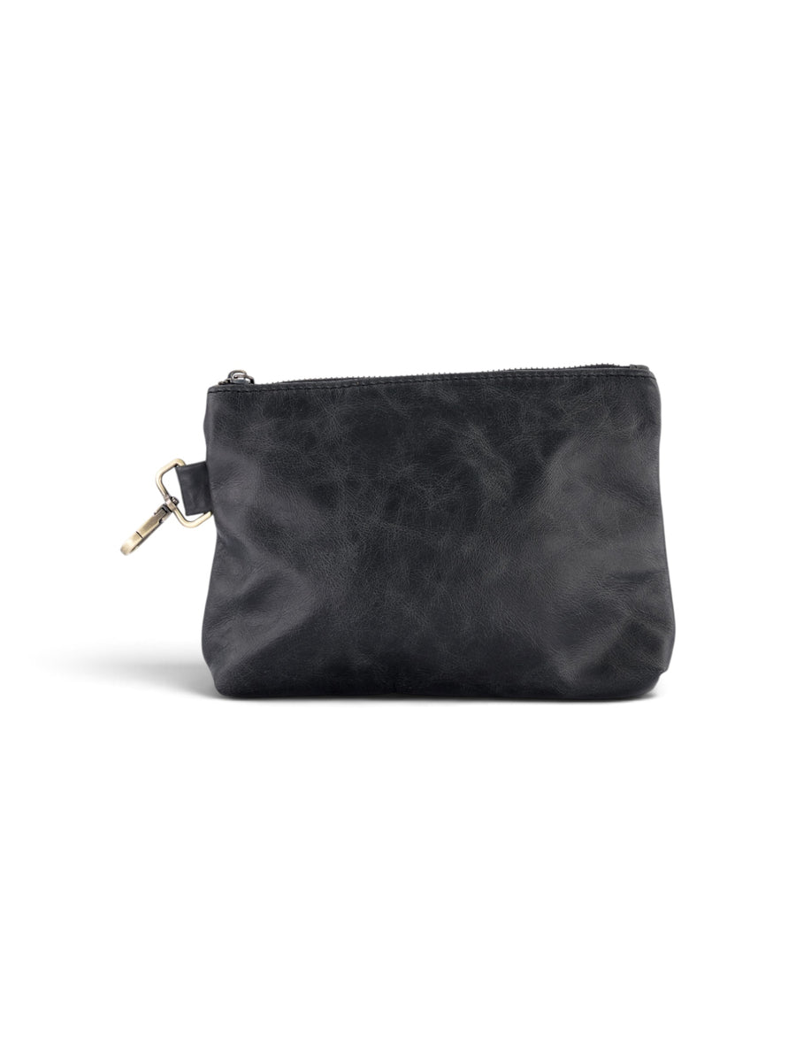 Leather Clip on Pouch in black #color_Black