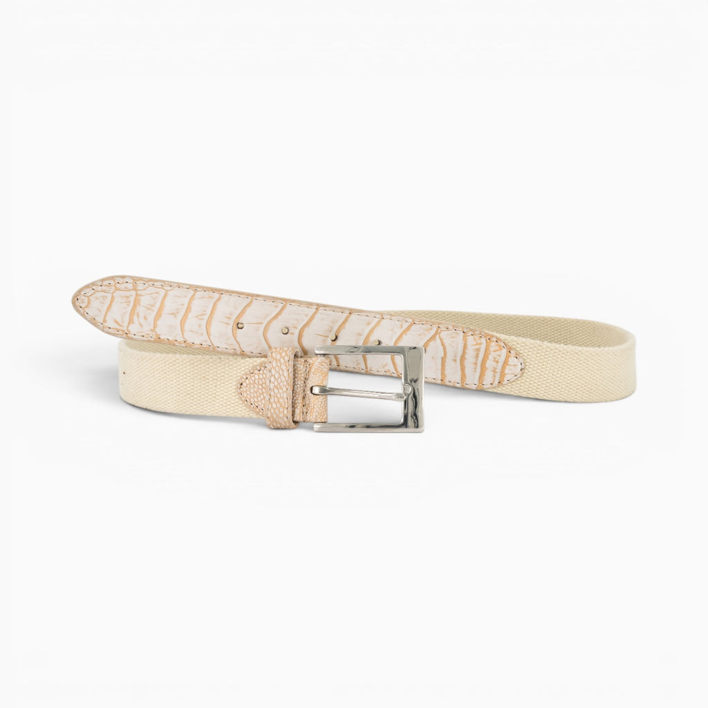 Stonewash Ostrich + Webbing belt #color_Beige