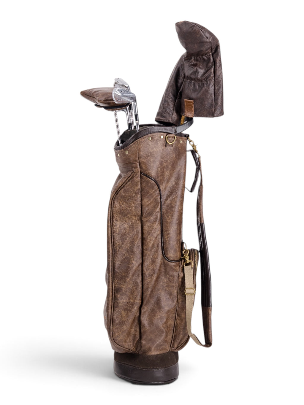 Brown, Chocolate Trim Leather Sunday Bag golf bag, view 7