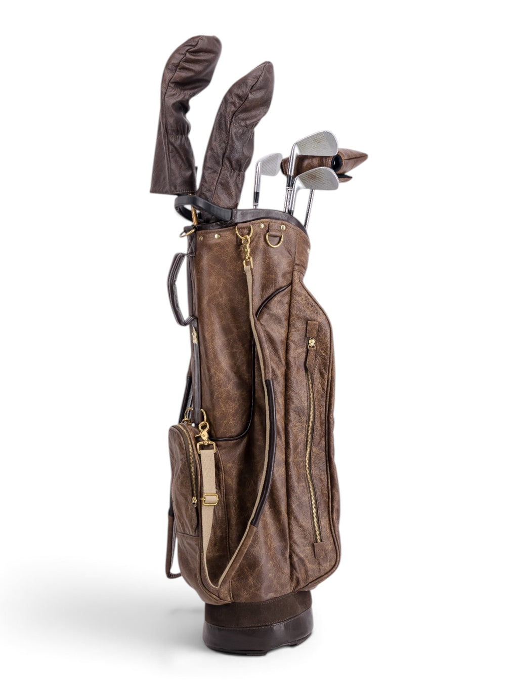Brown, Chocolate Trim Leather Sunday Bag golf bag, view 8