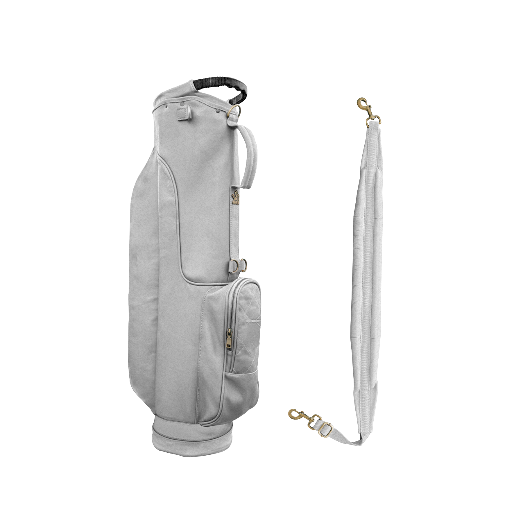 The blank Custom Leather Golf Bag template, with its detachable shoulder strap #color_Light Tan #color_Two-tone Brown #color_Navy Leather #color_Black Leather #color_Forest-Green Leather